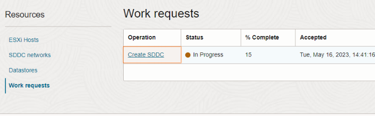Work request Create SDDC